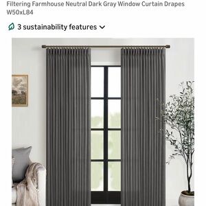 Farmhouse Dark Gray Window Curtain Drapes